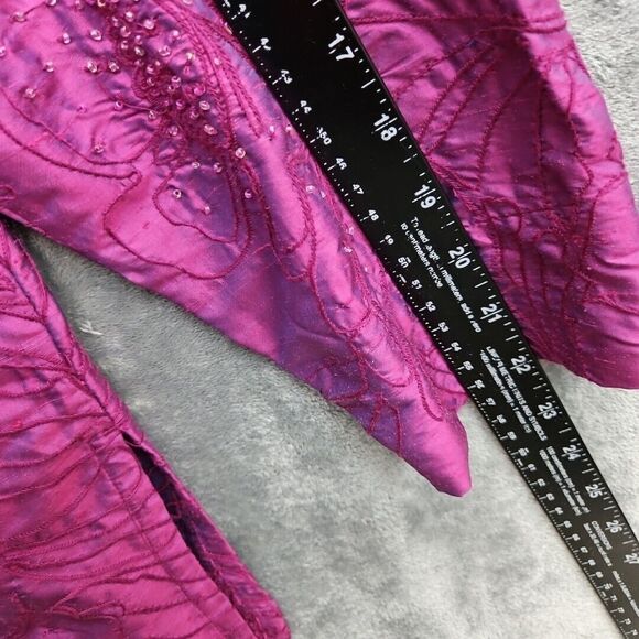 Chico's Design Sz XL Silk Blouse Reflective Pink Beaded Embroidery - Picture 9 of 13